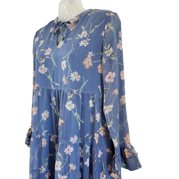 Patrons of Peace Blue Floral Maxi Dress with Long Flutter Sleeves size XS - Picture 6 of 10